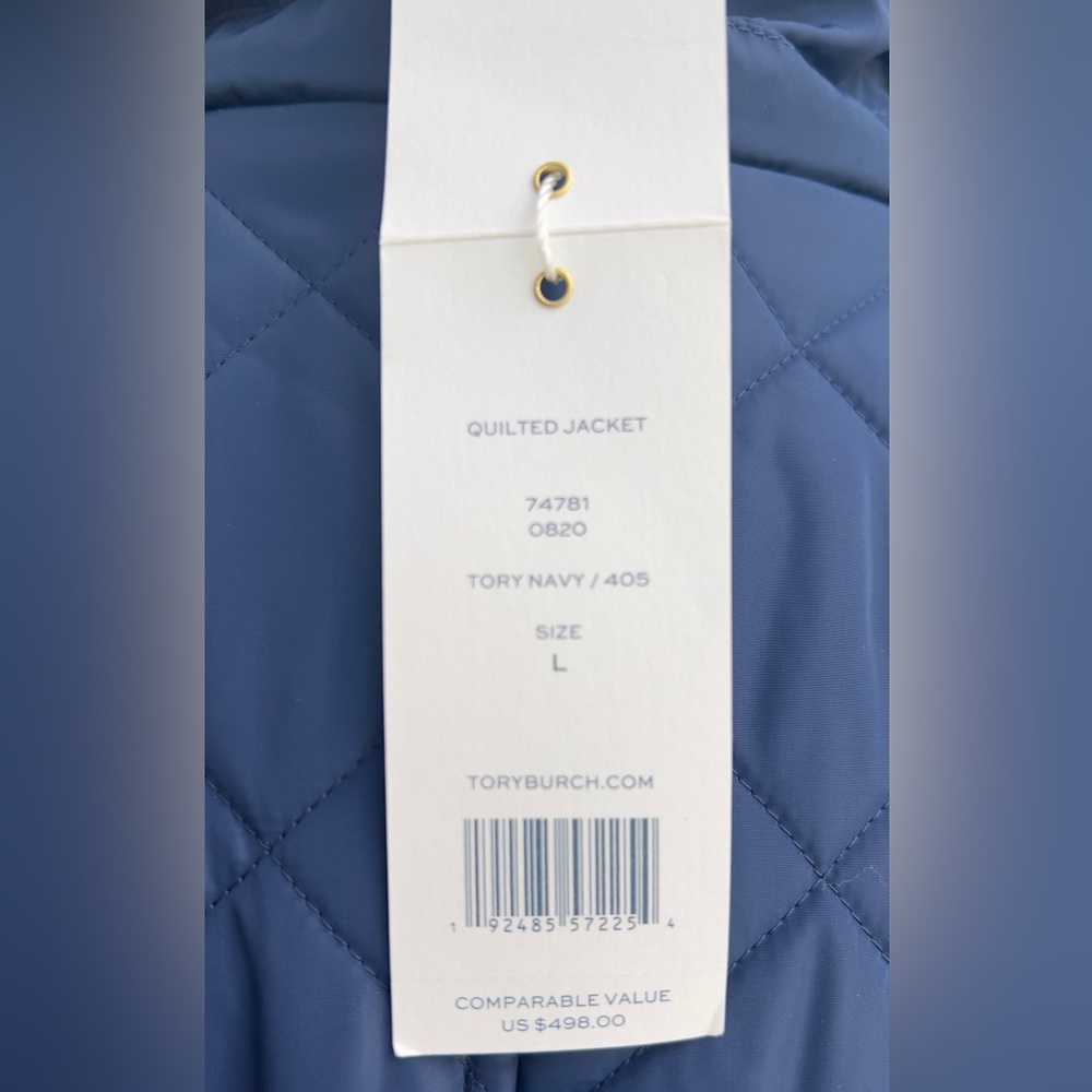 Tory Burch Navy Quilted Jacket Large NWT 74781 - Picture 11 of 12
